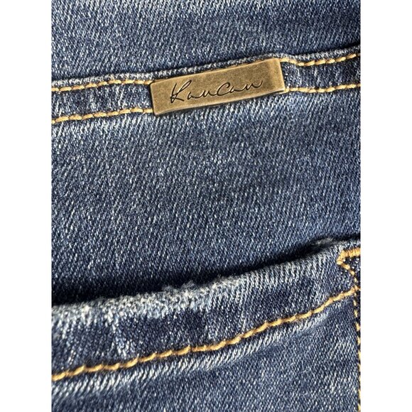KanCan Womens Button-Fly Jeans High-Rise Distressed Hem Size 15/31 Blue - Picture 9 of 13